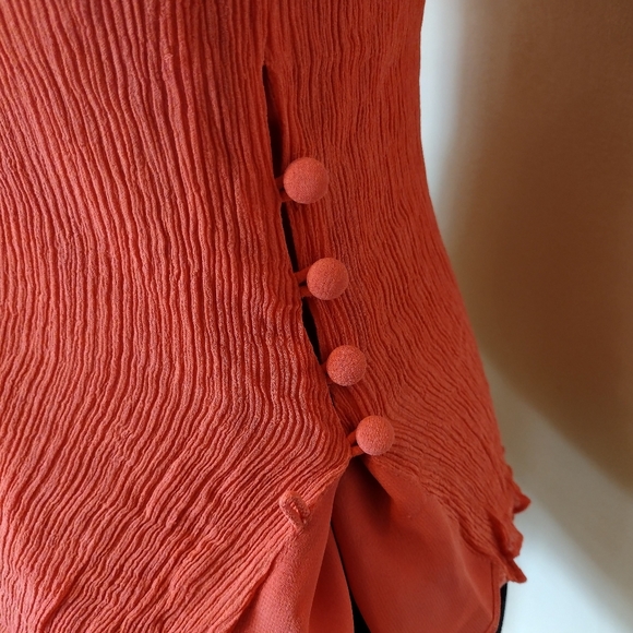 City DKNY (12) Pink Silk Cap Sleeve Blouse - Picture 5 of 10